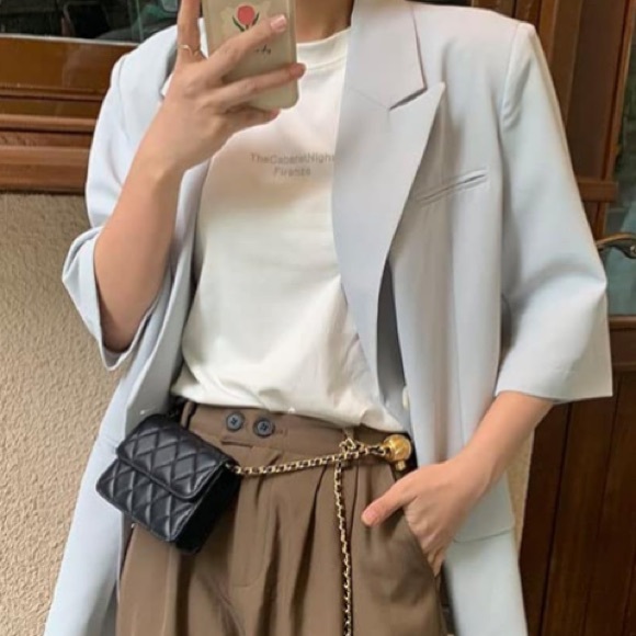 NEW Quilted Micro Mini Waist Belt Bum Bag/ Crossbody Black w/ Gold Chain Strap - Picture 7 of 9